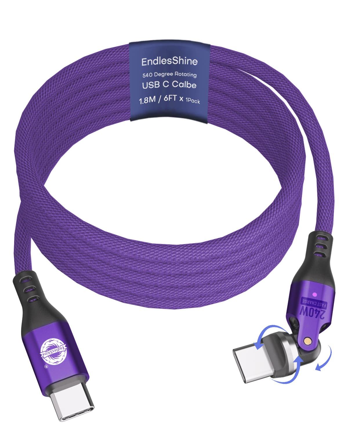 540 Degree Rotation USB C to USC C Cable 240W - USB 2.0 480Mbps Type C Cord