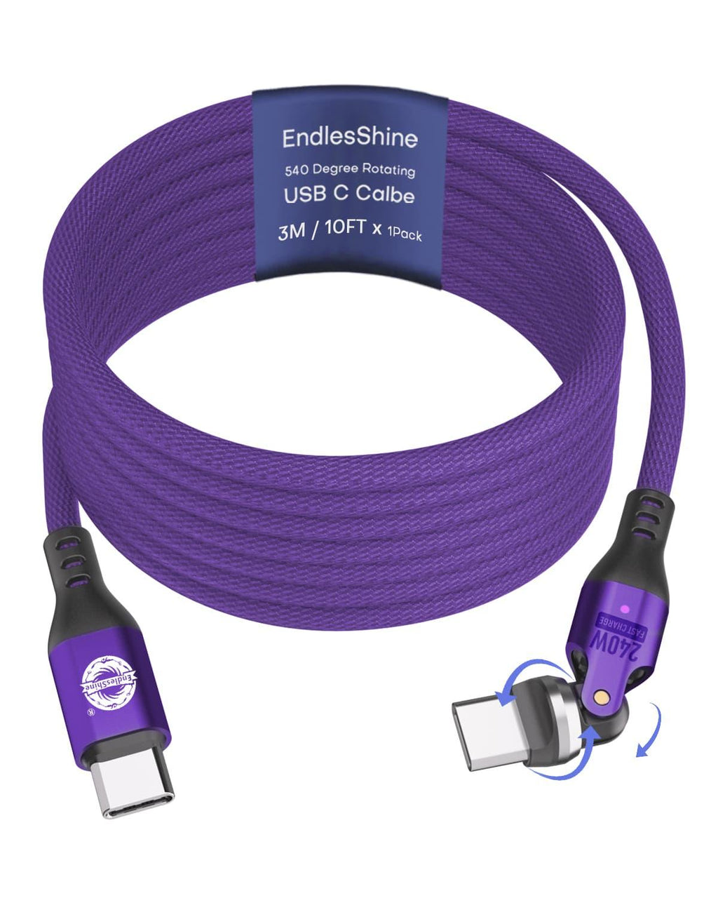 540 Degree Rotation USB C to USC C Cable 240W - USB 2.0 480Mbps Type C Cord