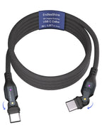 180 Degree Rotation USB C to USB C Cable 240W - USB 2.0 480Mbps Type C Cord