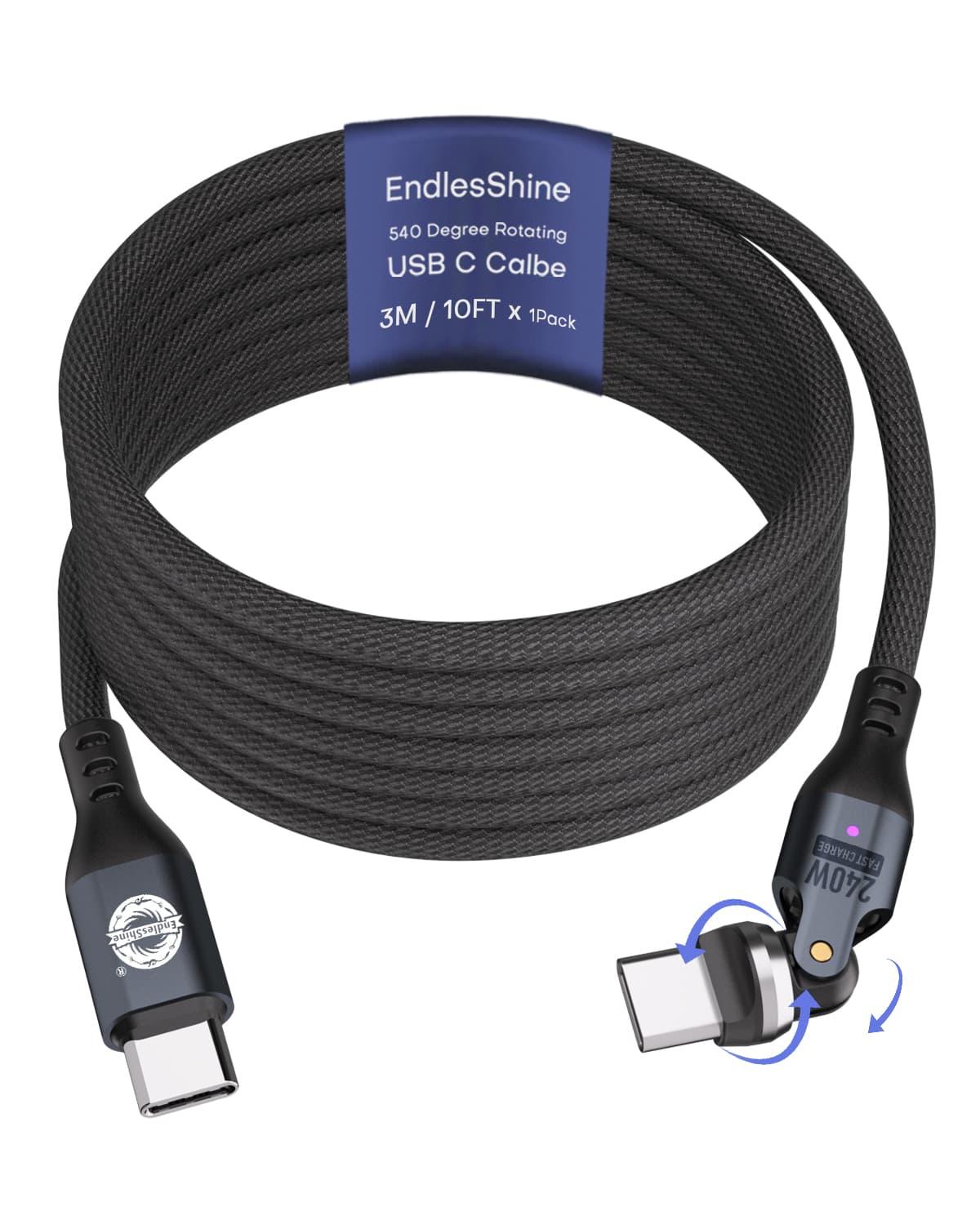 540 Degree Rotation USB C to USC C Cable 240W - USB 2.0 480Mbps Type C Cord