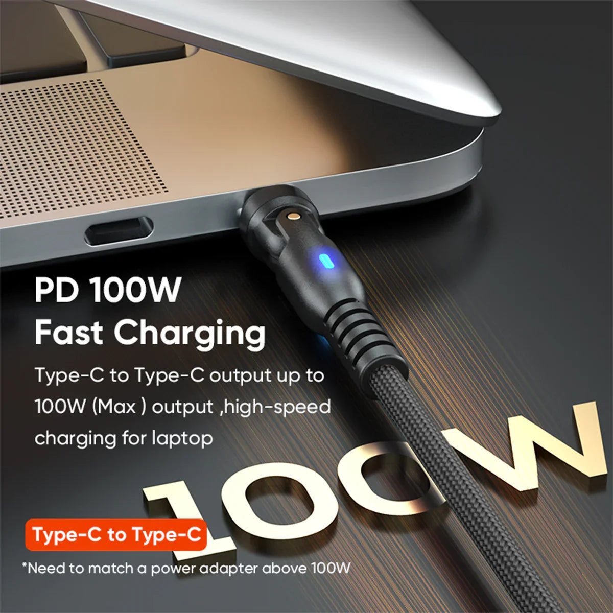 9 Pin Magnetic USB C Charging Cable PD 100W - Magnetic Phone Charger Fast Charging - 90 Degree Right Angle 180